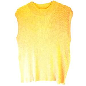Ship n Shore Women's Pullover Top Yellow Sleeveless Sparkle Knit Metallic XL